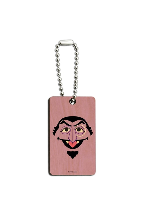 Sesame Street Count Face Wood Wooden Rectangle Keychain Key Ring
