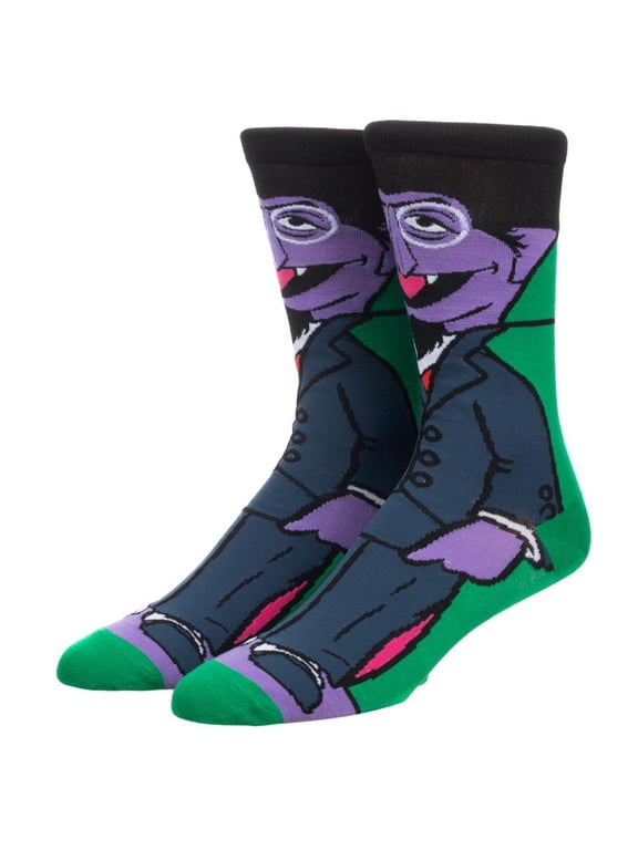 Sesame Street Count Von Count 360 Casual Character Crew Socks for Men