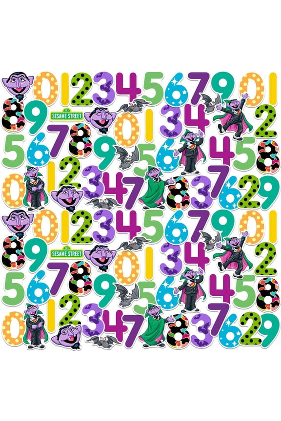 Sesame Street Count Von Count Numbers 200ct Vinyl Sticker Pack – Large Waterproof Die-Cut Number Stickers for Laptop, Water Bottle, Scrapbooking, Tablet – Count Character Variety Set