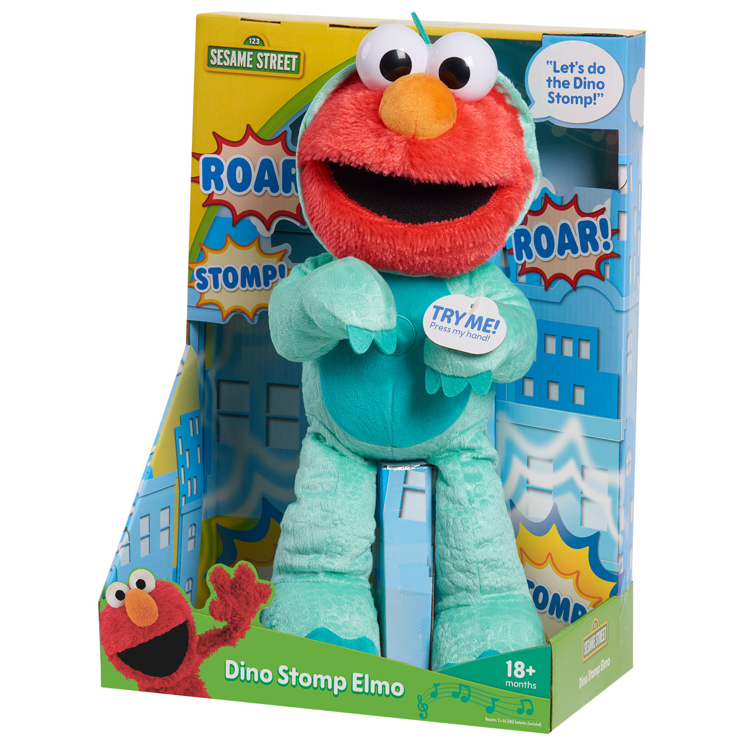 Brandclub Sesame Street Dino Stomp Elmo 13 Inch Plush Stuffed Animal 