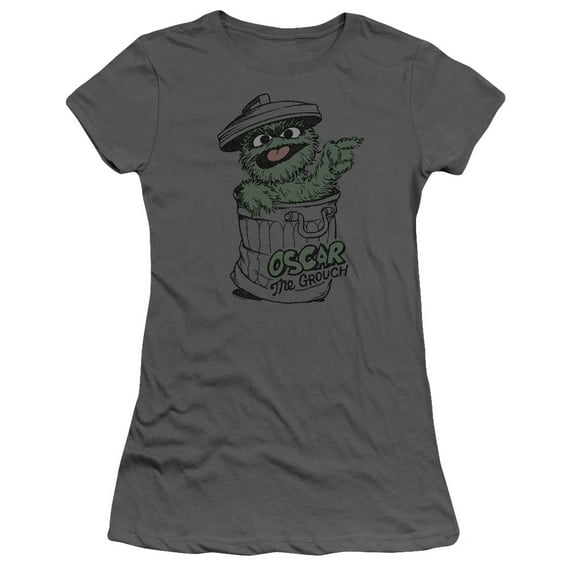 Sesame Street Early Grouch S/S Junior Women's T-Shirt Sheer Charcoal