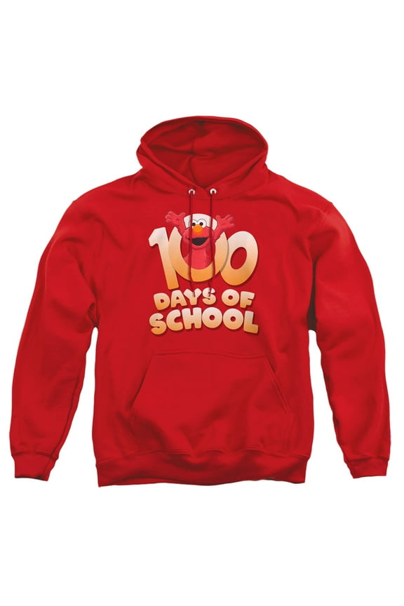 Elmo 100 Days Adult Pull-Over Hoodie, Red, Medium