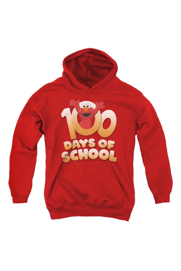 Elmo 100 Days Youth Kids Boy/Girls Pull-Over Hoodie, Red, Medium