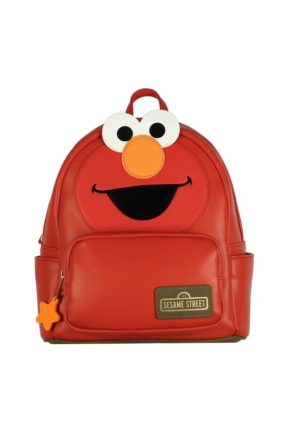 Sesame Street Elmo 11" Mini Backpack Character Faux-Leather Small Bag Purse with Adjustable Shoulder Straps