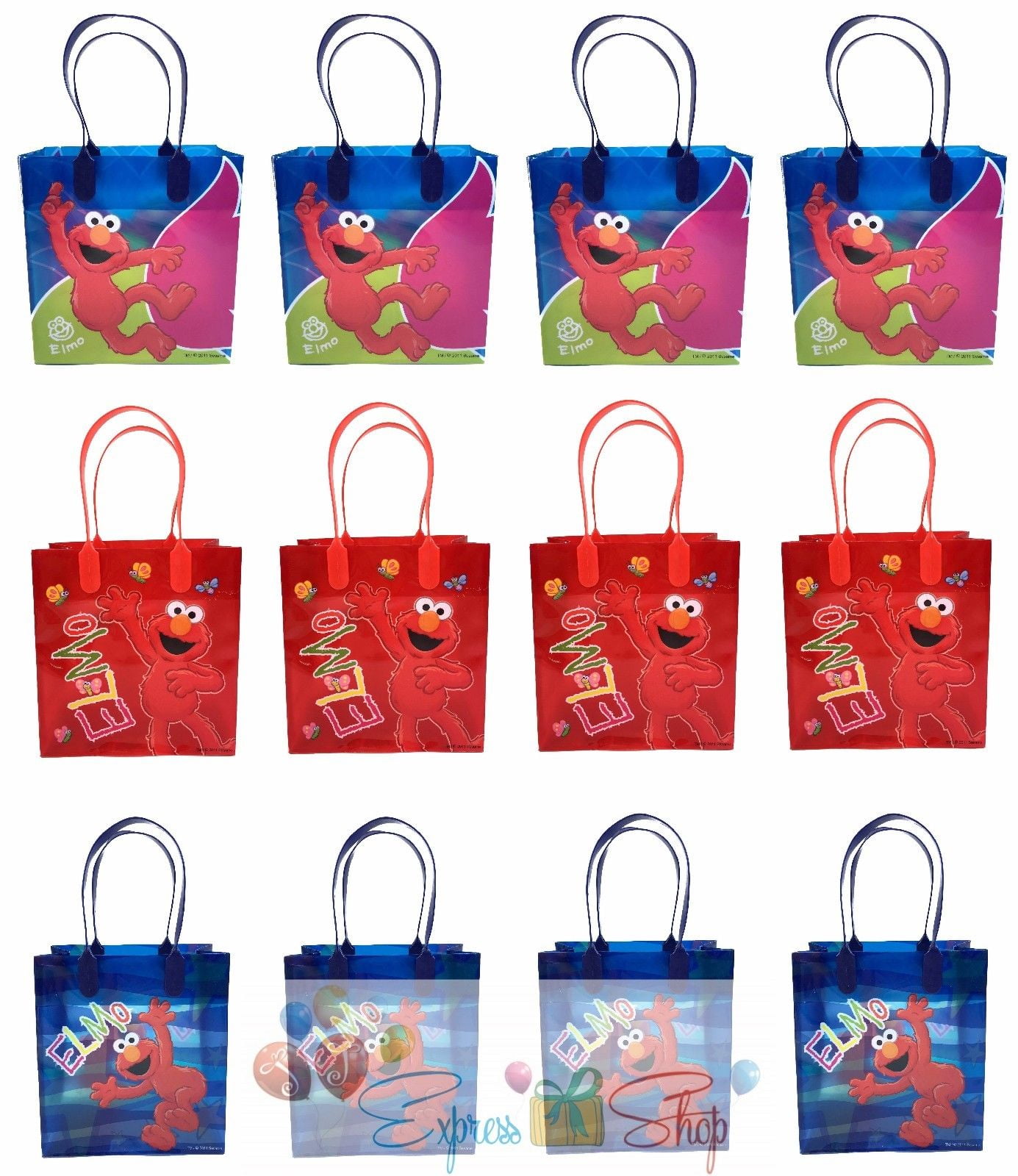 Sesame Street Elmo 12 Authentic Licensed Party Favor Reusable Medium Goodie Gift Bags 6"