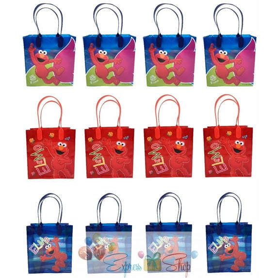 Sesame Street Elmo 12 Authentic Licensed Party Favor Reusable Medium Goodie Gift Bags 6"