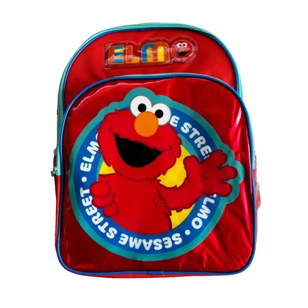 Sesame Street Elmo 16" Canvas Large School Backpack With 2 Mesh Pockets