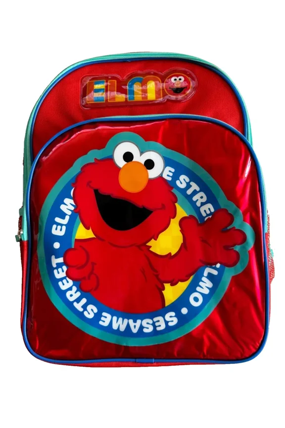 Elmo 16" Canvas Large School Backpack With 2 Mesh Pockets