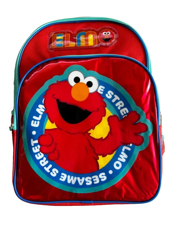 Elmo 16" Canvas Large School Backpack With 2 Mesh Pockets