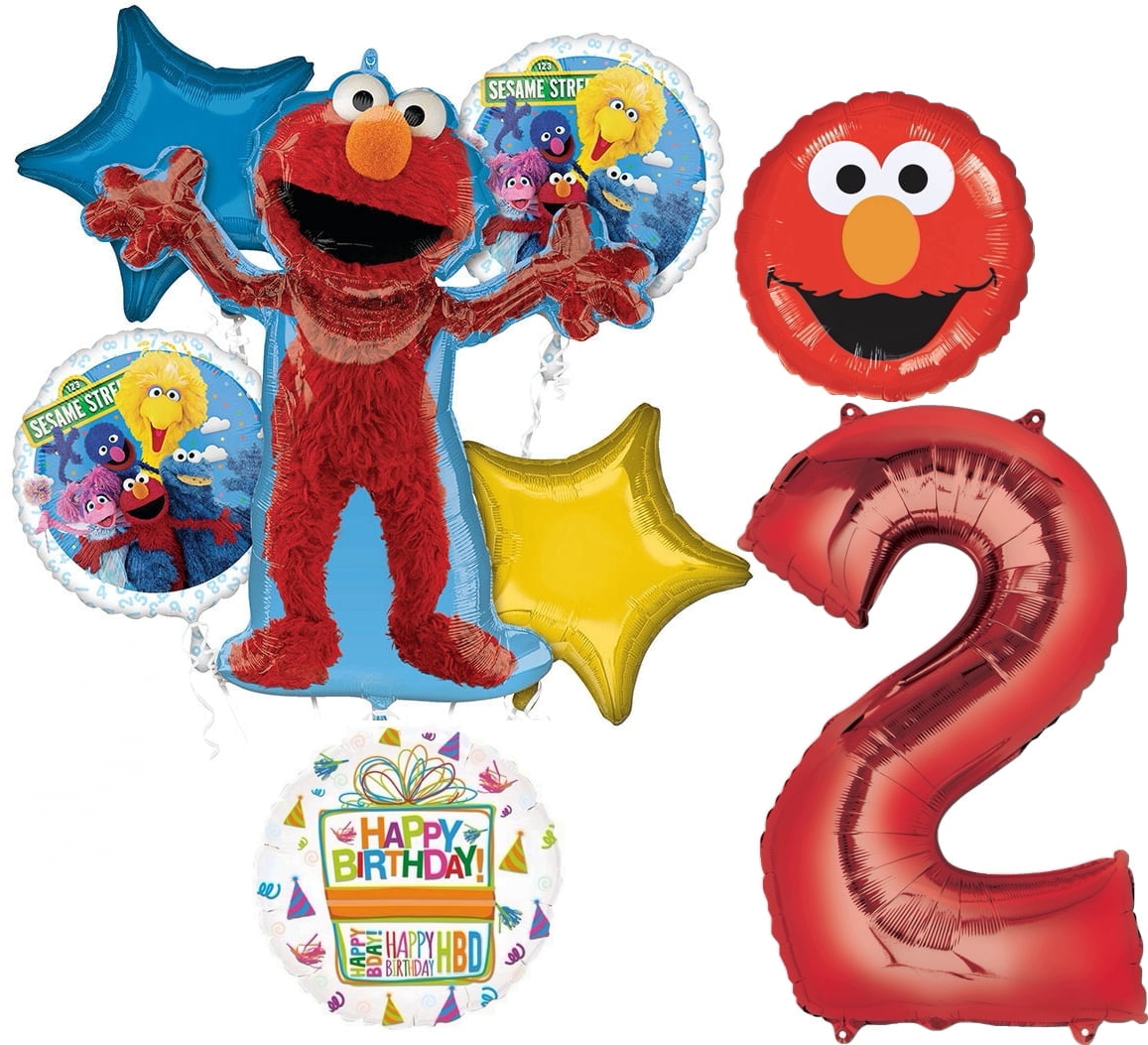 Sesame Street Elmo 2nd Birthday Party Supplies Balloon Bouquet Decorations
