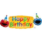 LRG SHP XL SESAME STREET BDAY BANNR