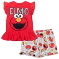 Sesame Street Infant Girls Outfits: Elmo-themed Ruffle T-Shirt & French ...