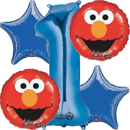 Sesame Street Elmo Balloon Bouquet 1st Birthday 5 pcs - Party Supplies