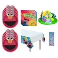 thumbnail image 1 of Sesame Street Elmo Birthday Party Supplies Bundle includes 16 Dessert Cake Paper Plates 7", 16 Napkins 5", 1 Plastic Table Cover 54" x 96", 1 Centerpiece, 1 Dinosaur Sticker Sheet, 1 of 4