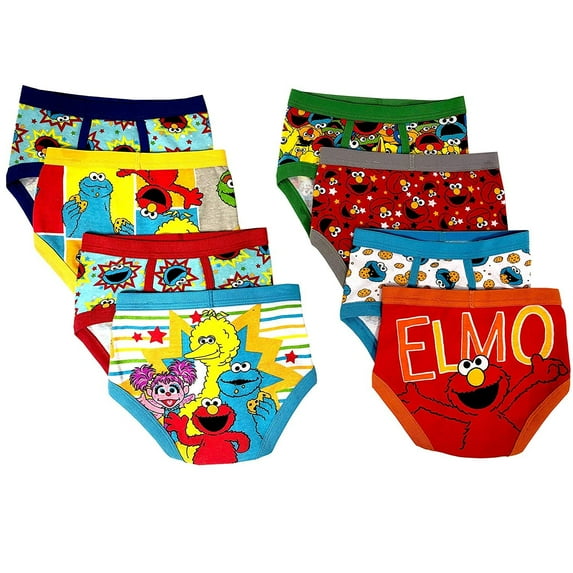 Sesame Street Elmo Boys Underwear 8 Pack Size 4 Elmo Cookie Monster Big Bird Oscar Grover