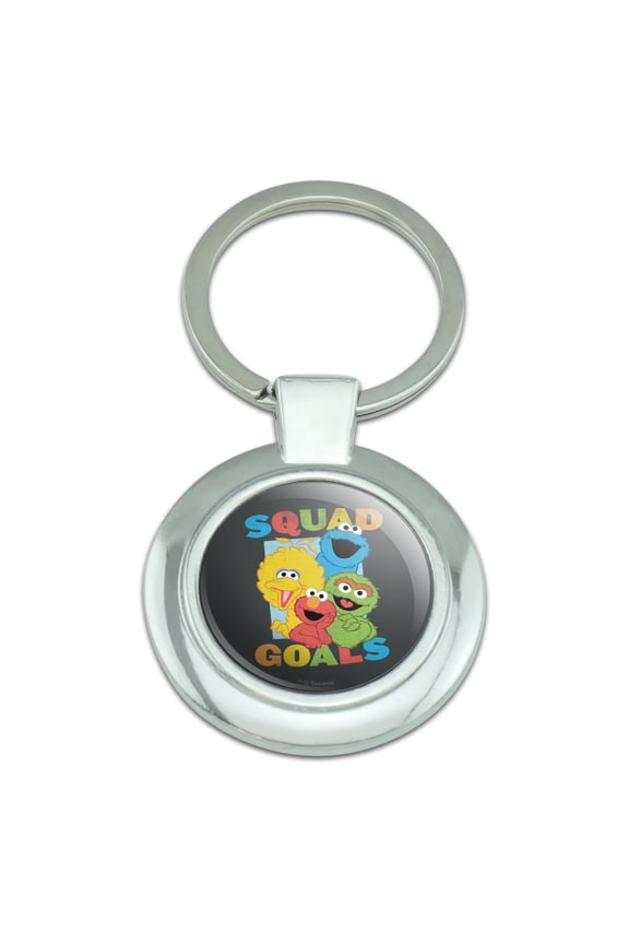 Sesame Street Elmo Character Group Squad Goals Keychain Classy Round Chrome Plated Metal