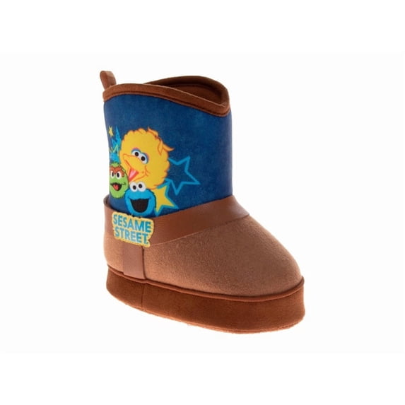 Sesame Street Elmo, Cookie Monster, Abby Cadabby Slipper Booties, Brown Denim, Size: 9-10
