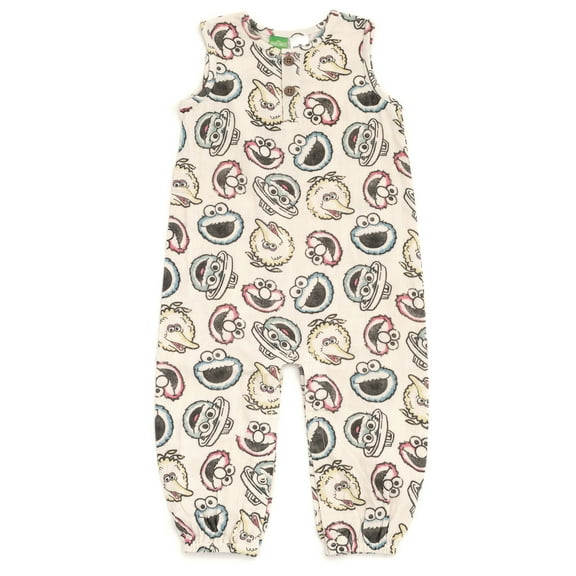Sesame Street Elmo Cookie Monster Big Bird Cotton Gauze Matching Family Henley Romper Newborn to Toddler