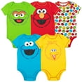 thumbnail image 1 of Sesame Street Elmo Cookie Monster Big Bird Newborn Baby Boys 5 Pack Bodysuits Newborn to Infant, 1 of 5