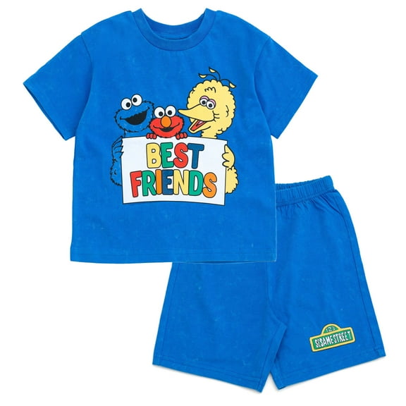 Sesame Street Elmo Cookie Monster Big Bird T-Shirt and Shorts Outfit Set Infant to Toddler