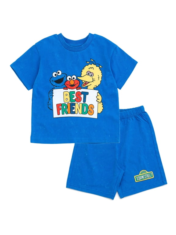 Elmo Cookie Monster Big Bird T-Shirt and Shorts Outfit Set Infant to Toddler