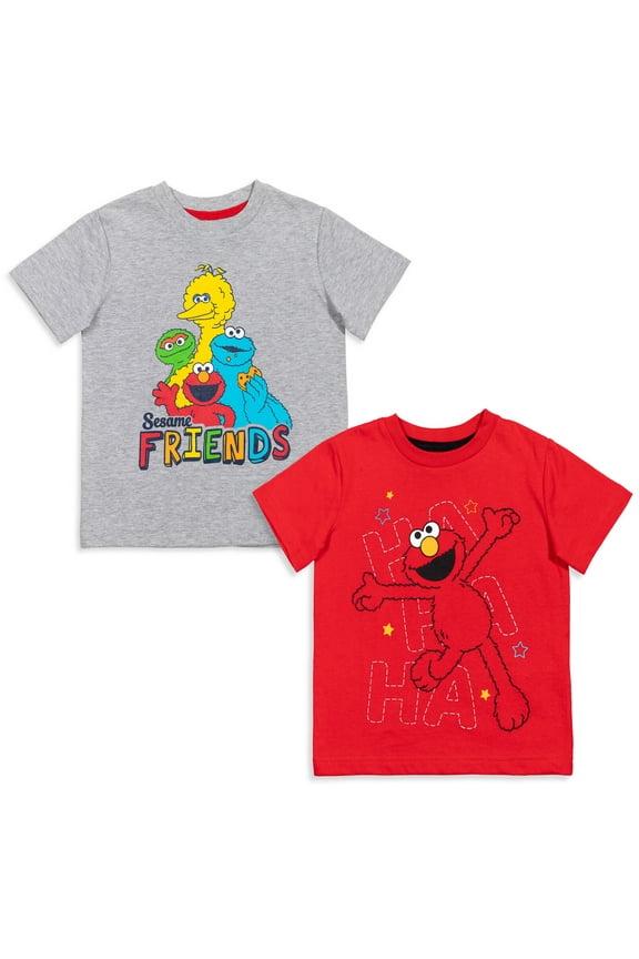 Elmo Cookie Monster Big Bird Toddler Boys 2 Pack T-Shirts Infant to Little Kid
