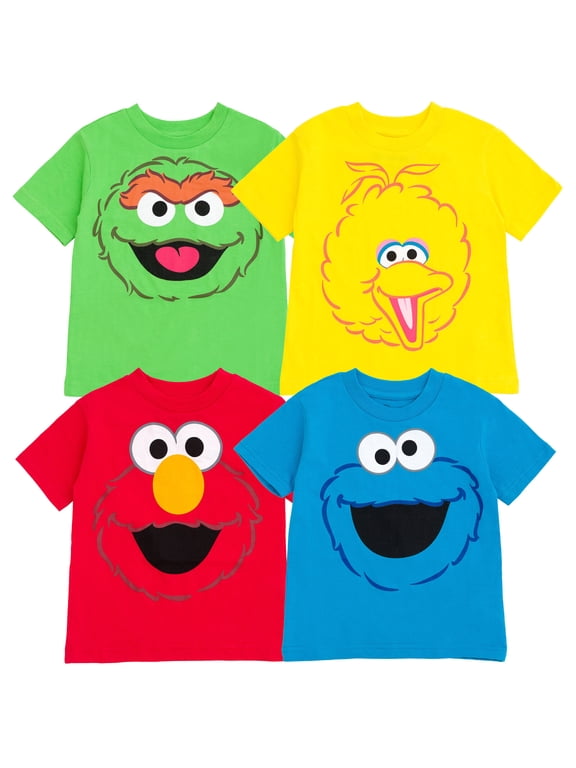 Toddler Boy or Girl 4-Pack Short Sleeve T-Shirts Sesame Street Multi