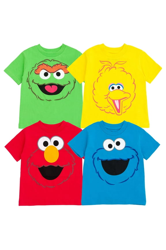 Elmo Cookie Monster Big Bird Toddler Boys 4 Pack T-Shirts Infant to Toddler