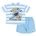 thumbnail image 1 of Sesame Street Toddler Boys' 2-Piece T-Shirt and Shorts Set Cookie Monster Stripe, 1 of 5