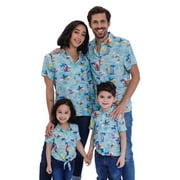 SESAME STREET Elmo Cookie Monster Little Boy Girl Kids Matching Family Hawaiian Button Down Shirt 7-8