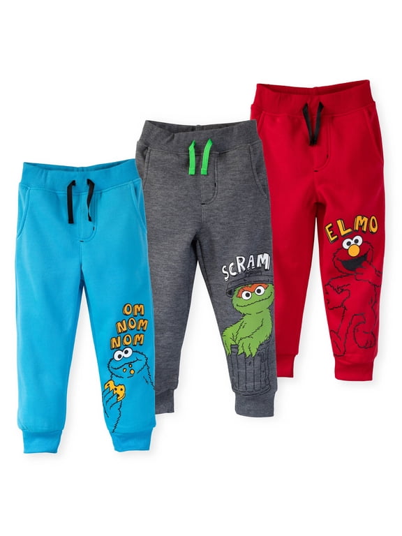 Baby Boys' 3-Pack Fleece Jogger Pants Blue Grey Red