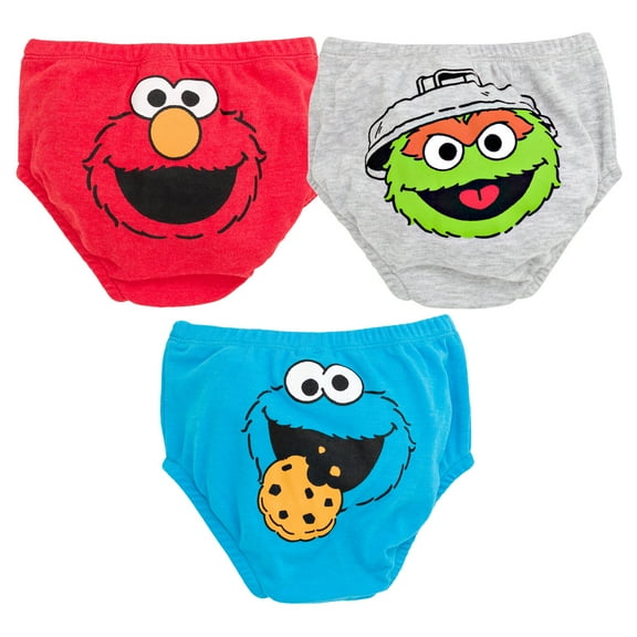 Sesame Street Elmo Cookie Monster Oscar the Grouch Newborn Baby Boys 3 Pack Diaper Covers Red / Blue Gray 0-6 Months