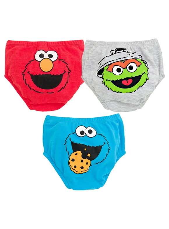 Sesame Street Elmo Cookie Monster Oscar the Grouch Newborn Baby Boys 3 Pack Diaper Covers Red / Blue Gray 0-6 Months