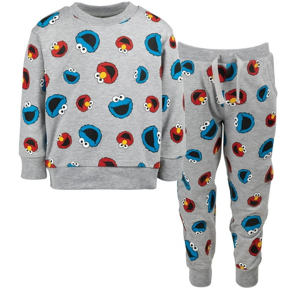 Sesame Street Elmo Cookie Monster Toddler Boys French Terry Sweatshirt and Pants Set Infant to Toddler