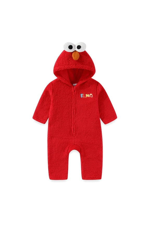 Elmo Cosplay Hooded Coverall with 3D Eyes (Boys), Sizes 12M-4T