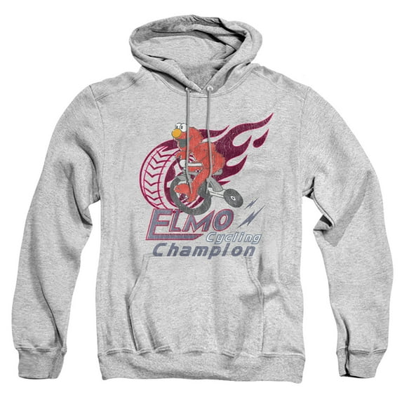 Sesame Street Elmo Cycle Champion Adult Pull-Over Hoodie, Athletic Heather, 2X-Large