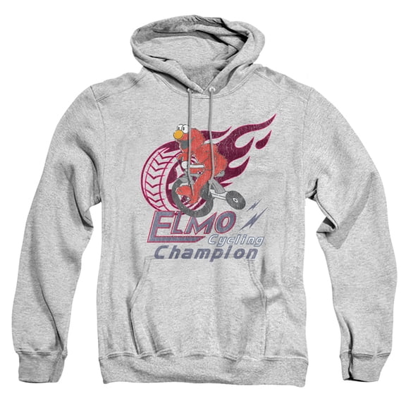 Sesame Street Elmo Cycle Champion Adult Pull-Over Hoodie, Athletic Heather, Large