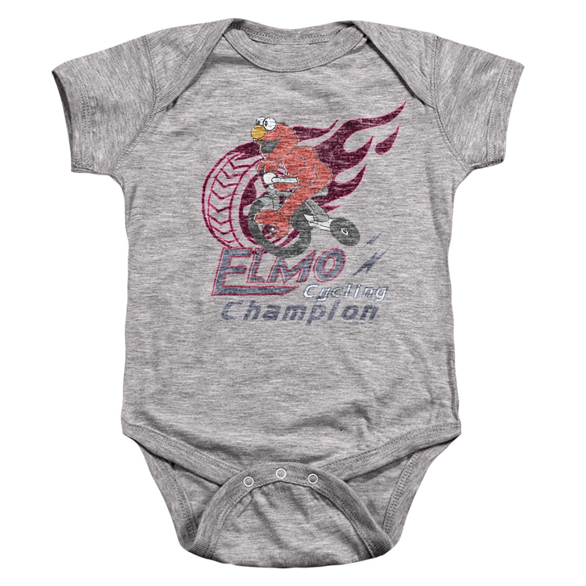 Sesame Street Elmo Cycle Champion Unisex Infant Snap Suit for Baby Athletic Heather Medium