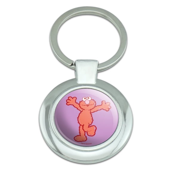 Sesame Street Elmo Distressed Keychain Classy Round Chrome Plated Metal
