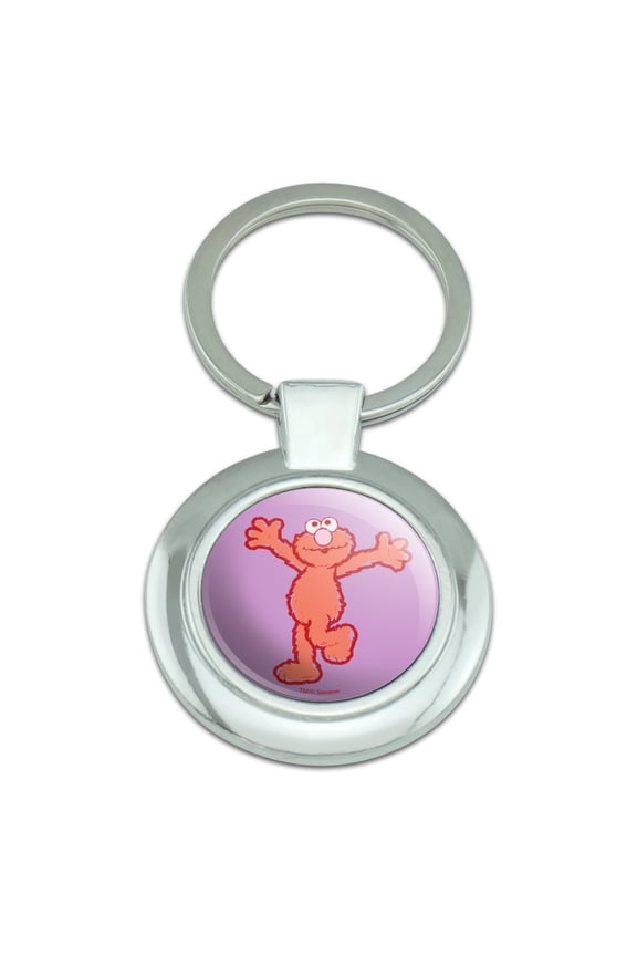 Sesame Street Elmo Distressed Keychain Classy Round Chrome Plated Metal