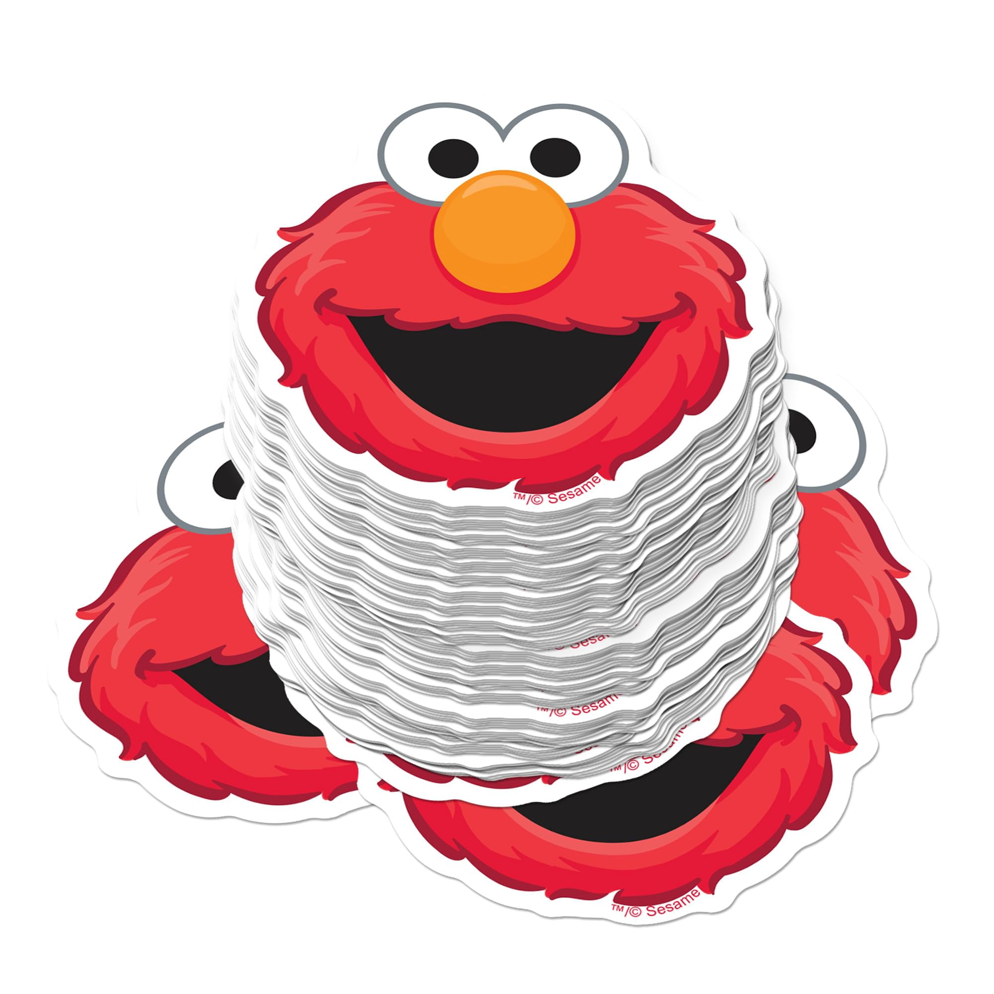 Sesame Street Elmo Face 200ct Vinyl Sticker Pack Large Waterproof Die ...
