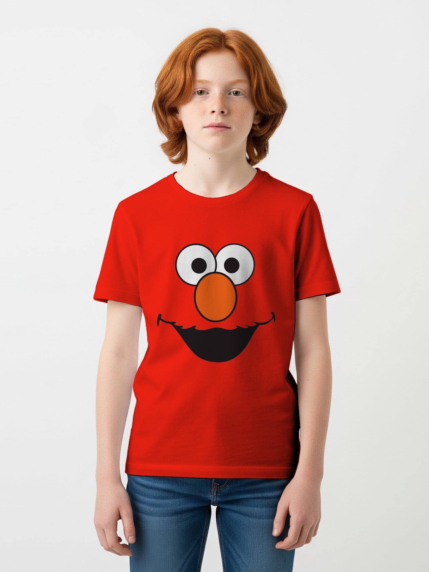 Sesame Street Boys Short Sleeve Elmo Face Graphic Costume T-Shirt, Sizes 4-18