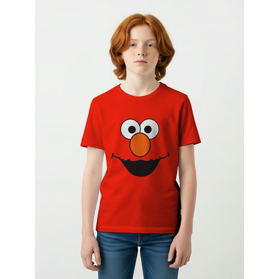 Sesame Street Boys Short Sleeve Elmo Face Graphic Costume T-Shirt, Sizes 4-18