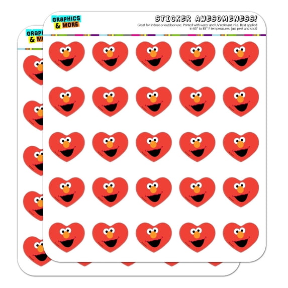 Sesame Street Elmo Face Heart Shaped Planner Calendar Scrapbook Craft Stickers