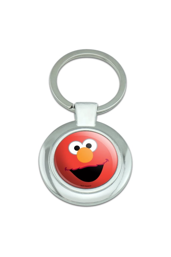 Sesame Street Elmo Face Keychain Classy Round Chrome Plated Metal
