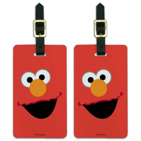 Sesame Street Elmo Face Luggage ID Tags Suitcase Carry-On Cards - Set of 2