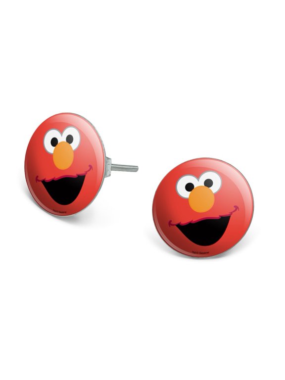 Elmo Face Novelty Silver Plated Stud Earrings