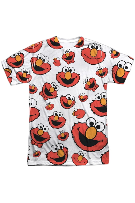 Sesame Street - Elmo Face Pattern - Short Sleeve Shirt - Small