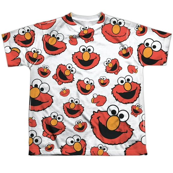 Sesame Street - Elmo Face Pattern - Youth Short Sleeve Shirt - Large