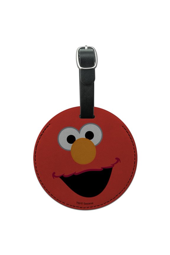 Sesame Street Elmo Face Round Leather Luggage Card Suitcase Carry-On ID Tag